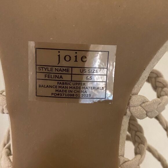 JOIE Felina Taupe Cream Suede Braided Strappy Sandals Chucky Block Heel Zip Back - Picture 8 of 10